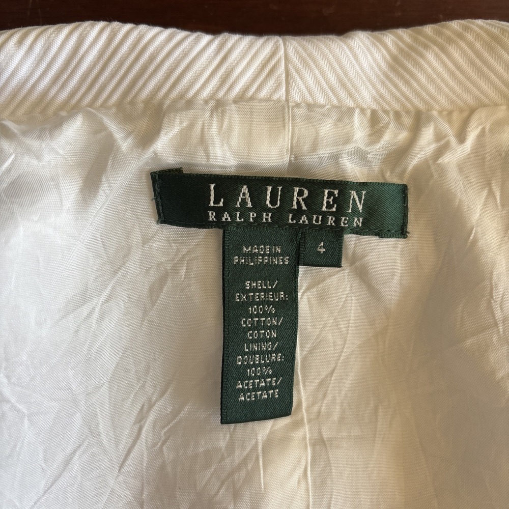 Vintage Ralph Lauren Suit Vest Women's size 4 white ribbed fitted - Picture 7 of 9